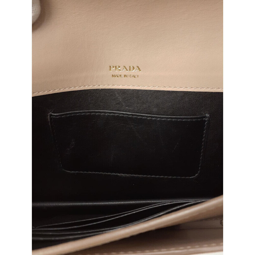 Prada Monochrome Leather Crossbody Bag envelope shoulder bag Saffiano Tan - Picture 8 of 9